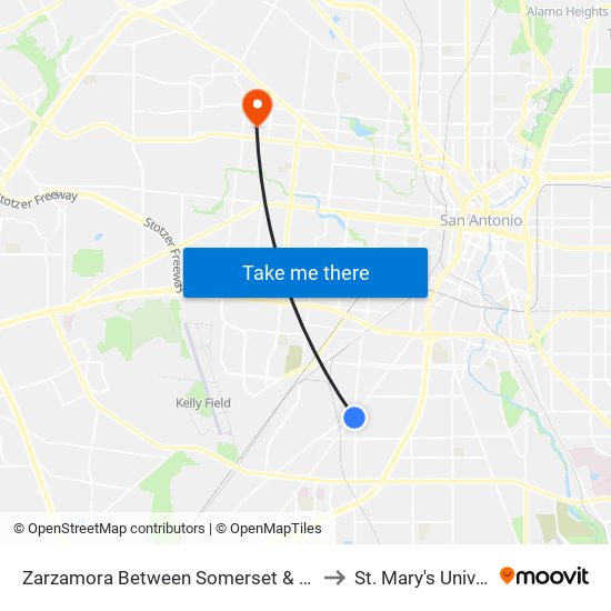 Zarzamora Between Somerset & Stonewall to St. Mary's University map