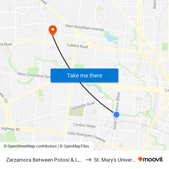 Zarzamora Between Potosi & Laredo to St. Mary's University map