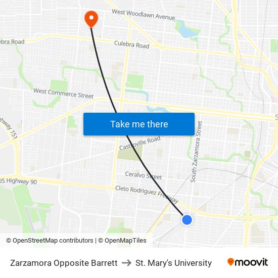 Zarzamora Opposite Barrett to St. Mary's University map