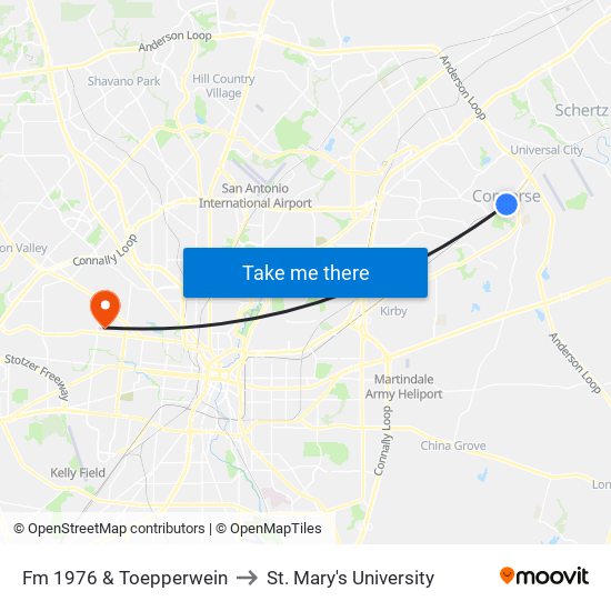 Fm 1976 & Toepperwein to St. Mary's University map