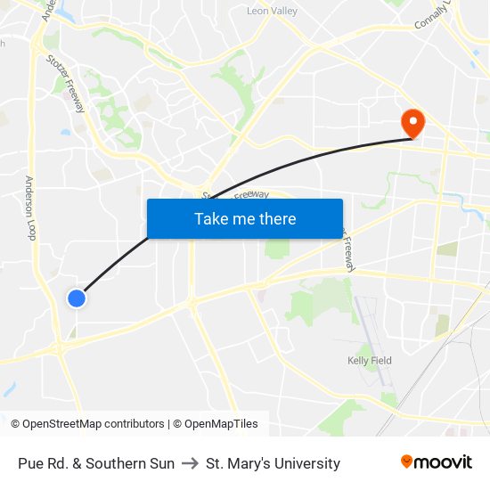 Pue Rd. & Southern Sun to St. Mary's University map