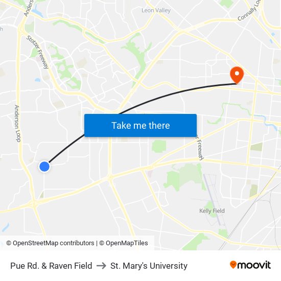 Pue Rd. & Raven Field to St. Mary's University map