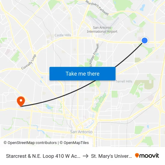 Starcrest & N.E. Loop 410 W Access to St. Mary's University map