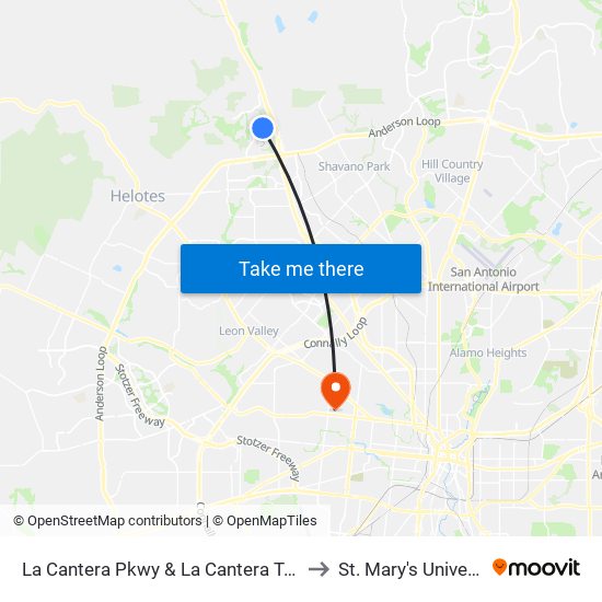 La Cantera Pkwy & La Cantera Terrace to St. Mary's University map