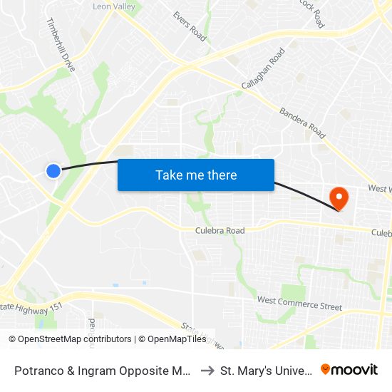 Potranco & Ingram Opposite Mabe Rd to St. Mary's University map