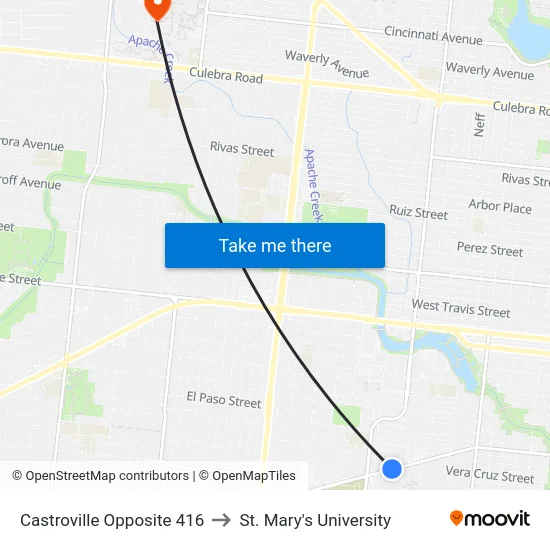 Castroville Opposite 416 to St. Mary's University map