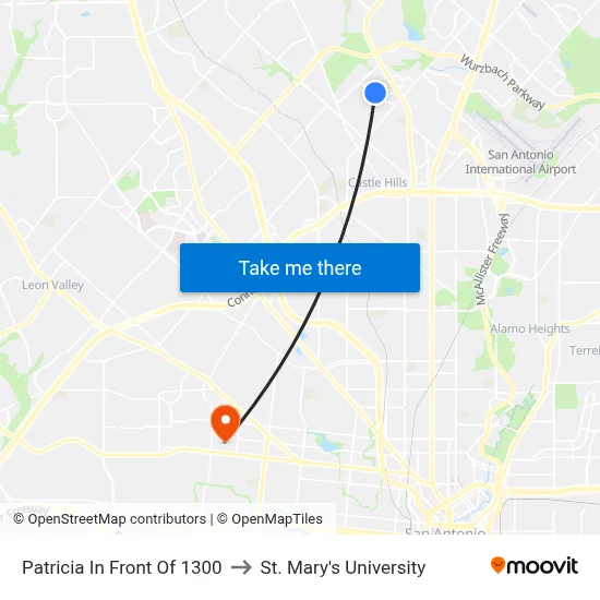 Patricia In Front Of 1300 to St. Mary's University map