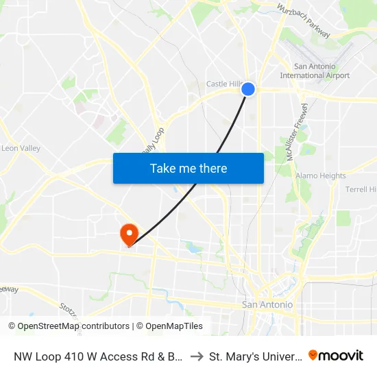 NW Loop 410 W Access Rd & Blanco to St. Mary's University map