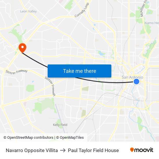 Navarro Opposite Villita to Paul Taylor Field House map