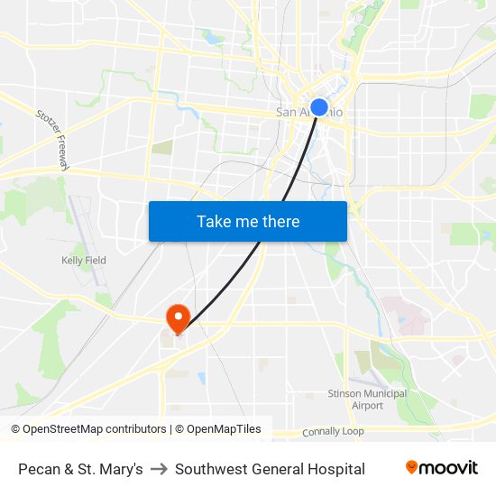 Pecan & St. Mary's to Southwest General Hospital map