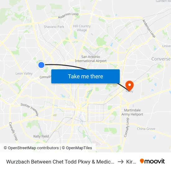 Wurzbach Between Chet Todd Pkwy & Medical Dr to Kirby map