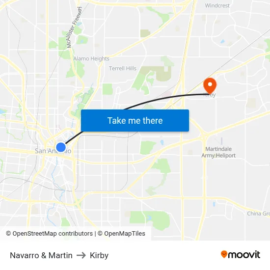 Navarro & Martin to Kirby map
