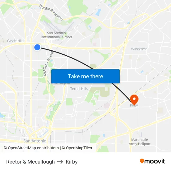 Rector & Mccullough to Kirby map