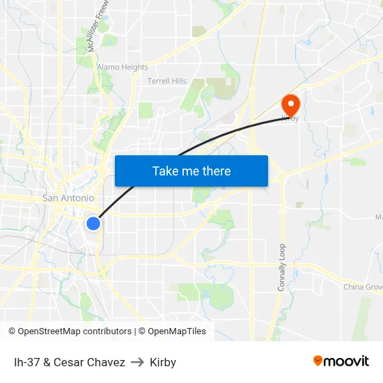 Ih-37 & Cesar Chavez to Kirby map