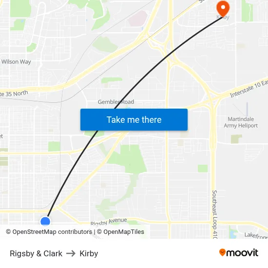Rigsby & Clark to Kirby map
