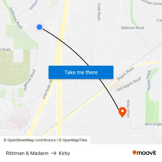 Rittiman & Madarin to Kirby map