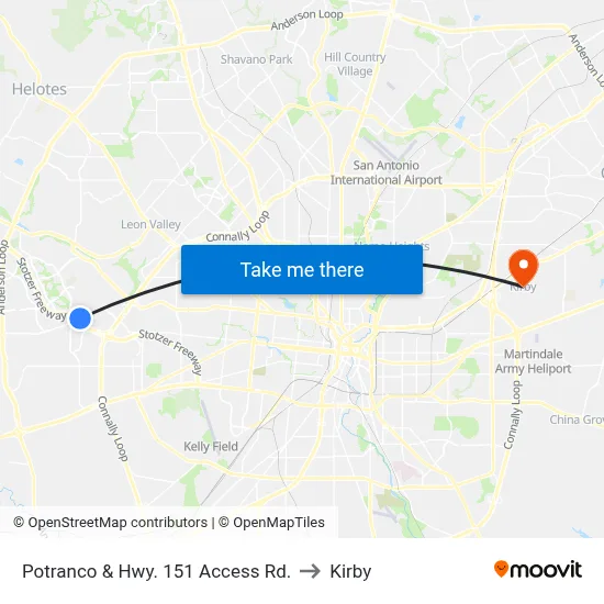 Potranco & Hwy. 151  Access Rd. to Kirby map