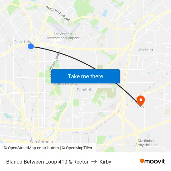 Blanco Between Loop 410 & Rector to Kirby map