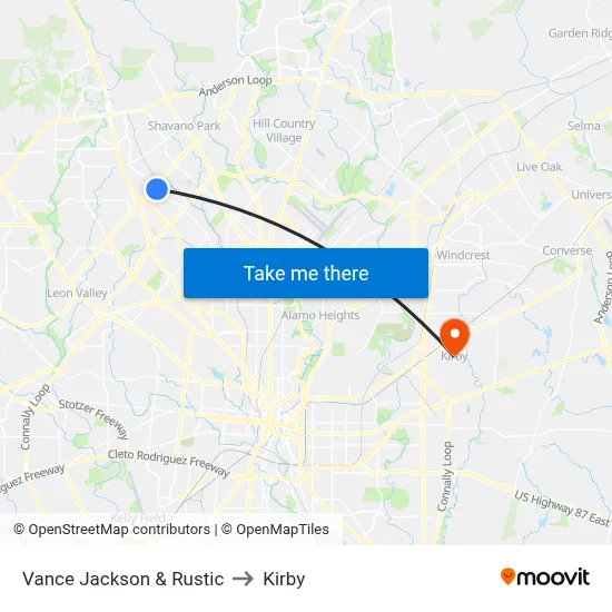 Vance Jackson & Rustic to Kirby map