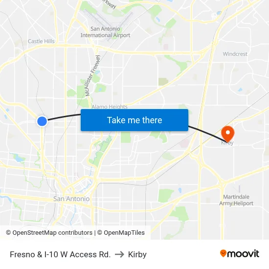 Fresno & I-10 W Access Rd. to Kirby map