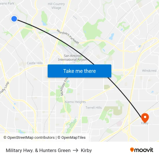 Military Hwy. & Hunters Green to Kirby map