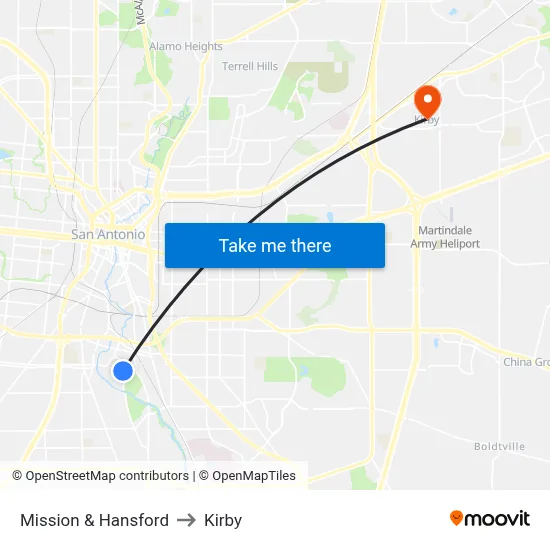 Mission & Hansford to Kirby map