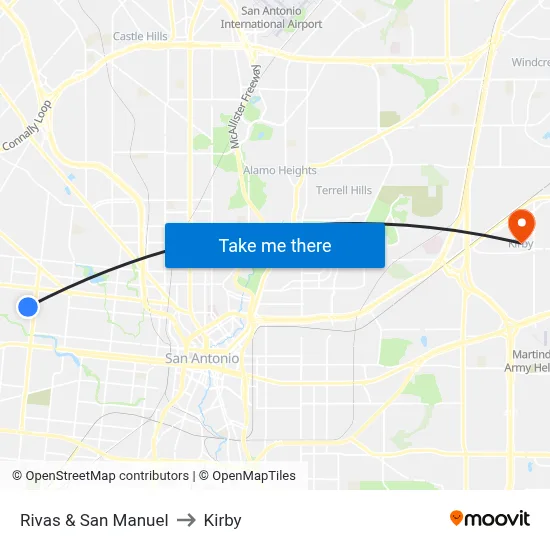 Rivas & San Manuel to Kirby map