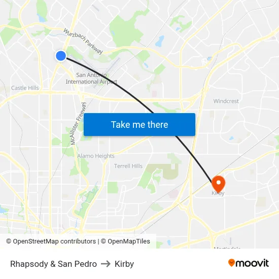 Rhapsody & San Pedro to Kirby map