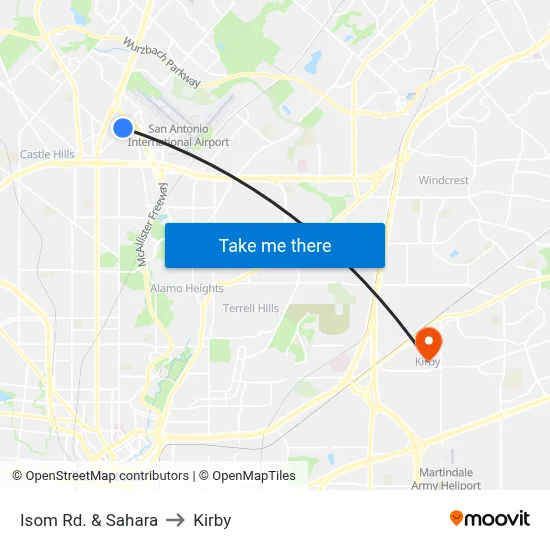Isom Rd. & Sahara to Kirby map