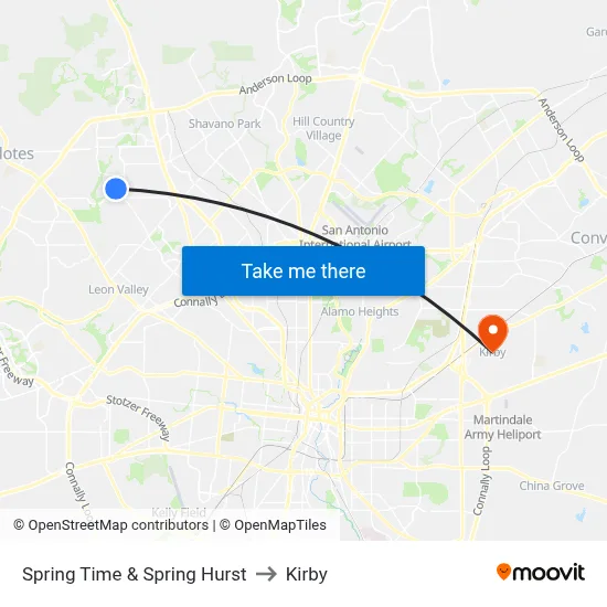 Spring Time & Spring Hurst to Kirby map