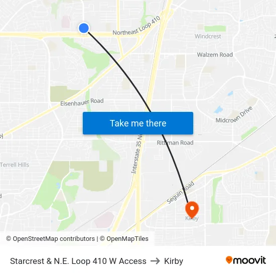 Starcrest & N.E. Loop 410 W Access to Kirby map