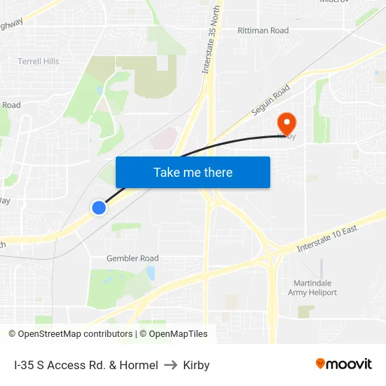 I-35 S Access Rd. & Hormel to Kirby map
