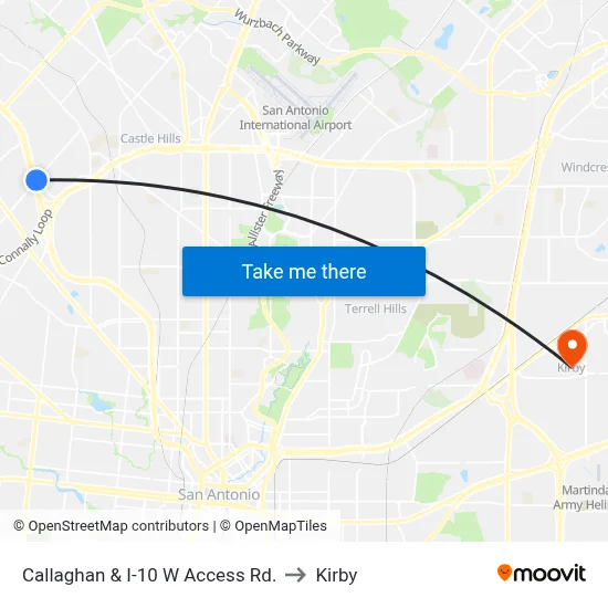 Callaghan & I-10 W Access Rd. to Kirby map