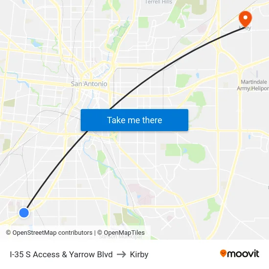 I-35 S Access & Yarrow Blvd to Kirby map