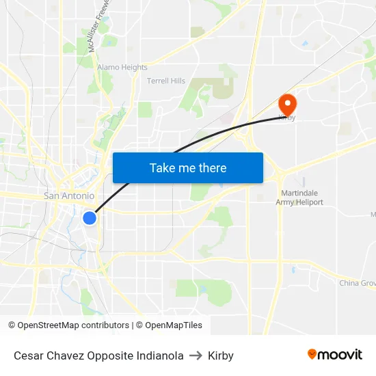 Cesar Chavez Opposite Indianola to Kirby map