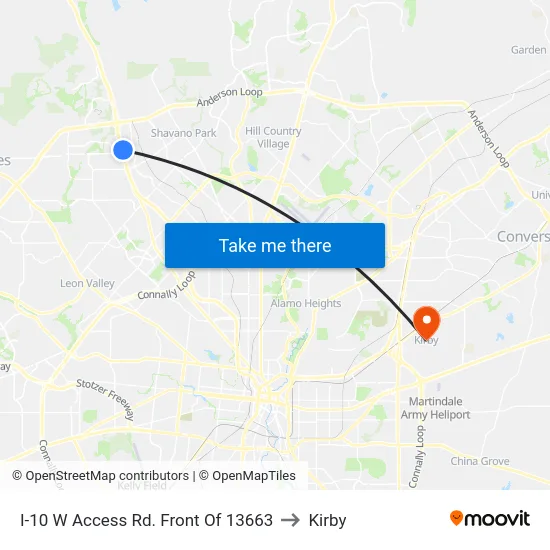 I-10 W Access Rd. Front Of 13663 to Kirby map
