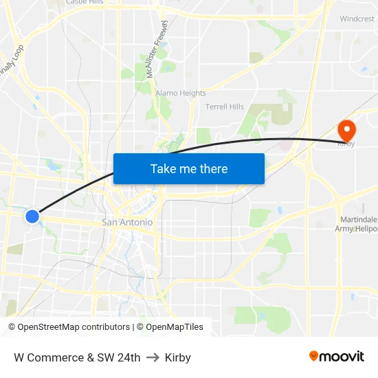 W Commerce & SW 24th to Kirby map