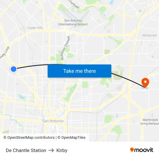 De Chantle Station to Kirby map