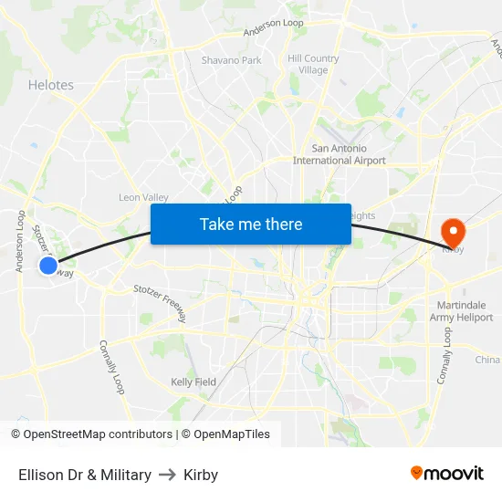 Ellison Dr & Military to Kirby map