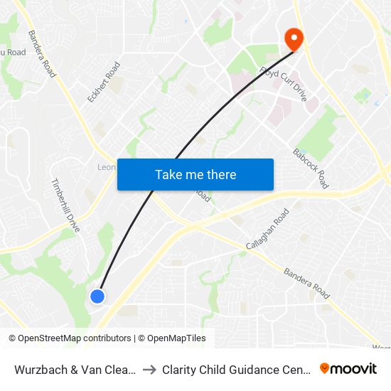 Wurzbach & Van Cleave to Clarity Child Guidance Center map