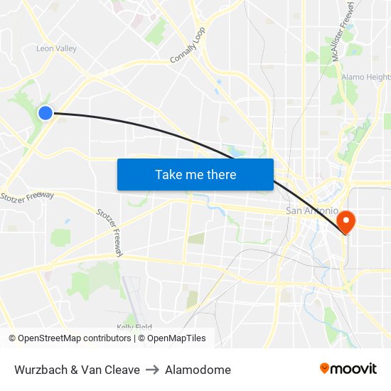 Wurzbach & Van Cleave to Alamodome map