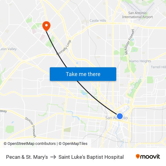 Pecan & St. Mary's to Saint Luke's Baptist Hospital map