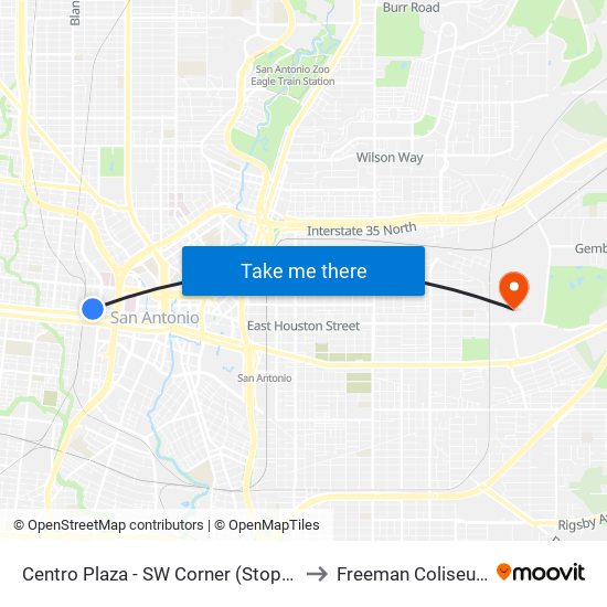 Centro Plaza - SW Corner (Stop A) to Freeman Coliseum map