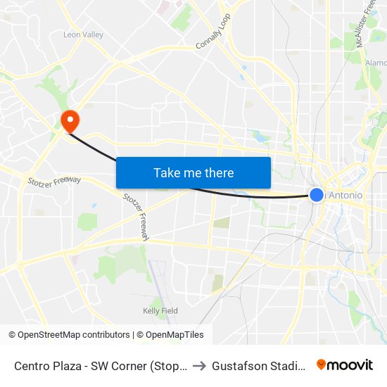 Centro Plaza - SW Corner (Stop A) to Gustafson Stadium map