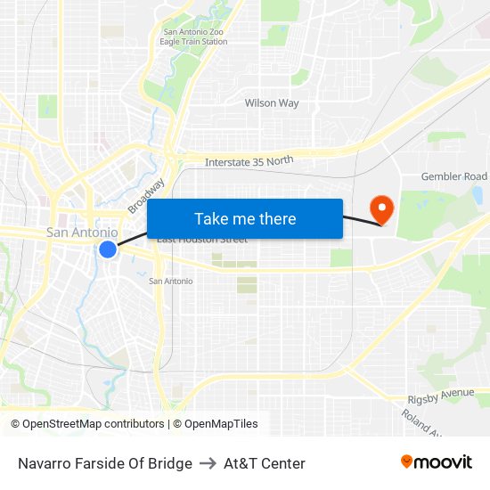 Navarro Farside Of Bridge to At&T Center map