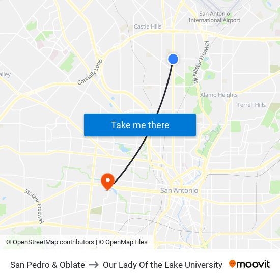 San Pedro & Oblate to Our Lady Of the Lake University map