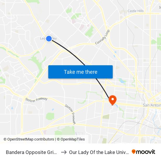 Bandera Opposite Grissom to Our Lady Of the Lake University map