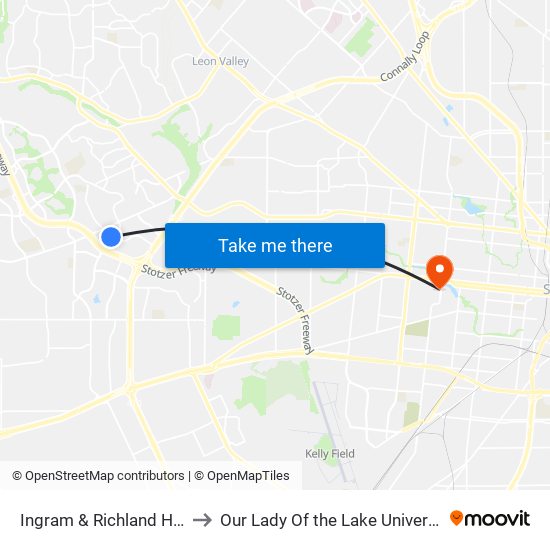 Ingram & Richland Hills to Our Lady Of the Lake University map