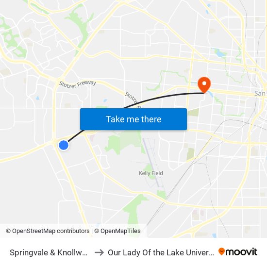 Springvale & Knollwood to Our Lady Of the Lake University map