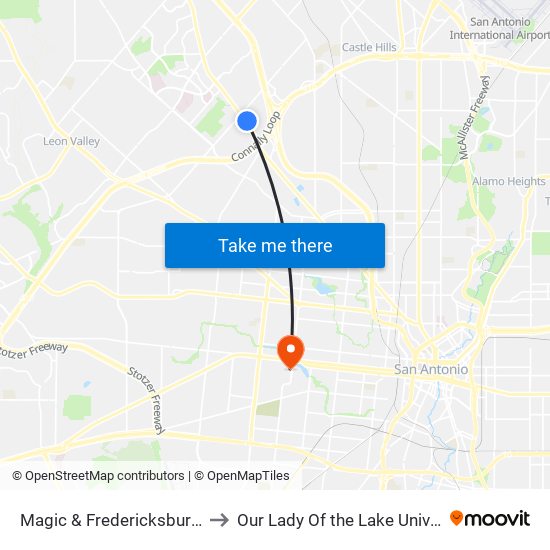 Magic & Fredericksburg Rd. to Our Lady Of the Lake University map